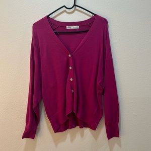 Magenta button sweater